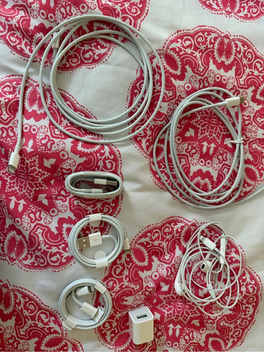 Assorted Lightening Charging Cables and Earbuds Set